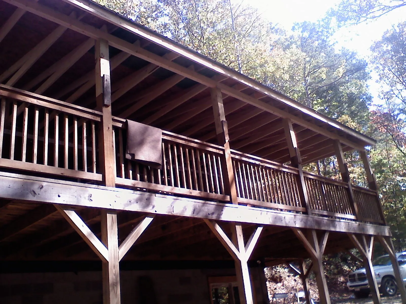 Timber framing under a new elevated porch and deck — Roof Leak Repair in Scottsburg by Roofing Brothers